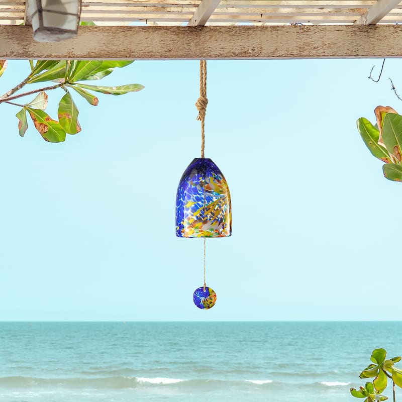 Glitzhome 26"H Glass Twist Glaze Windchime - 32''H