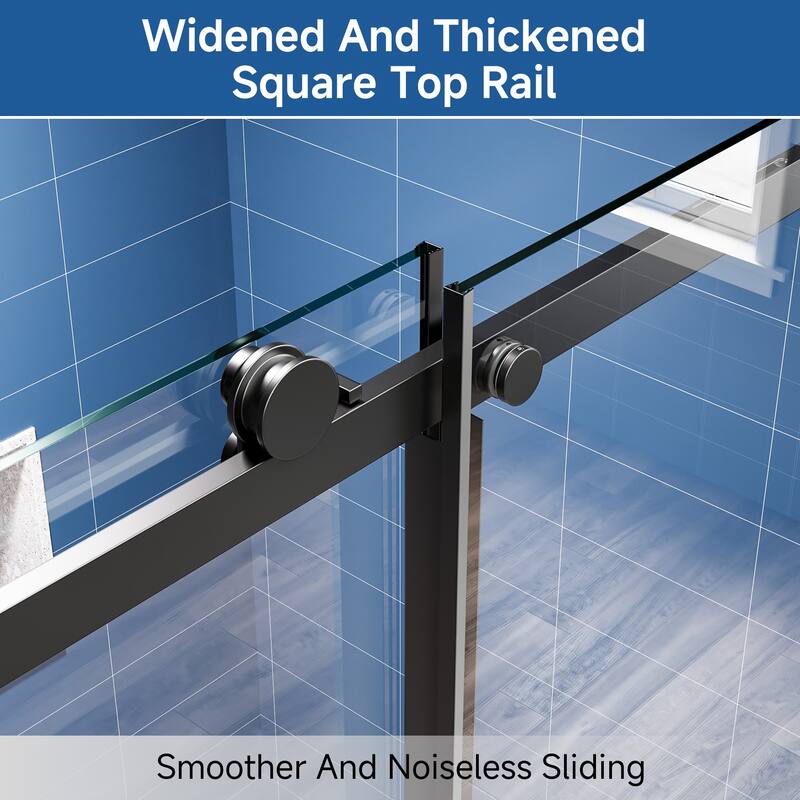 60 in. W x 72 in. H Sliding Semi-Frameless Shower Door with Tempered Glass - 60" x 72"