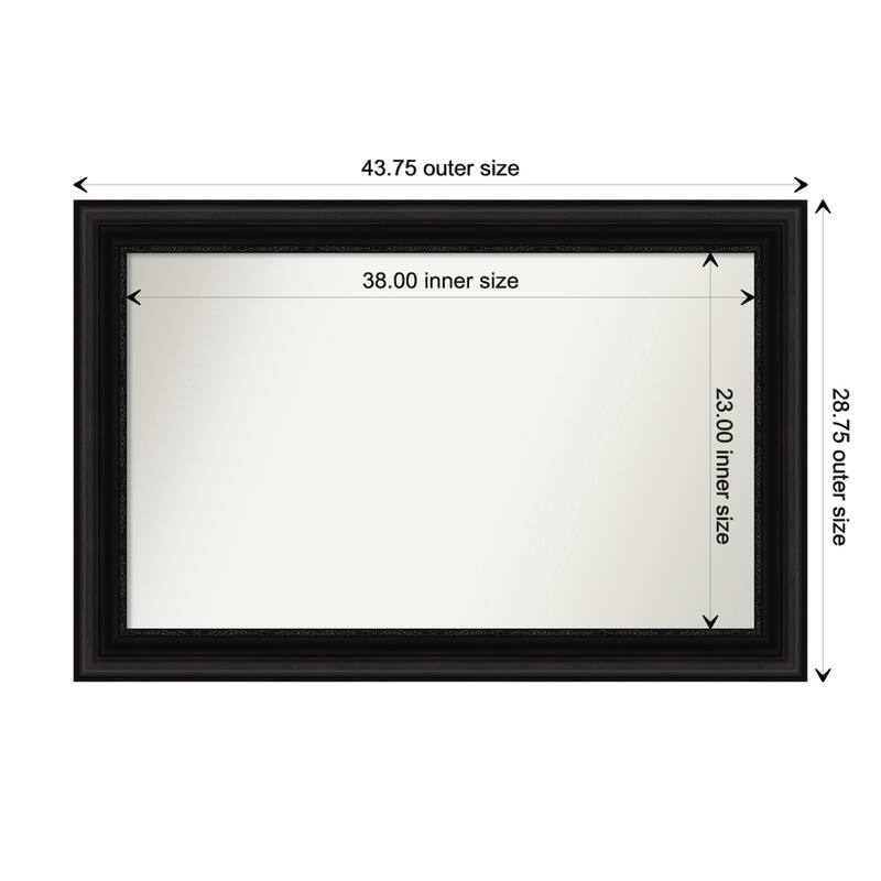 Parlor Black Framed Non-Beveled Custom Wall Mirror, Bathroom Vanity Mirror - Outer Size: 43.75 x 28.75