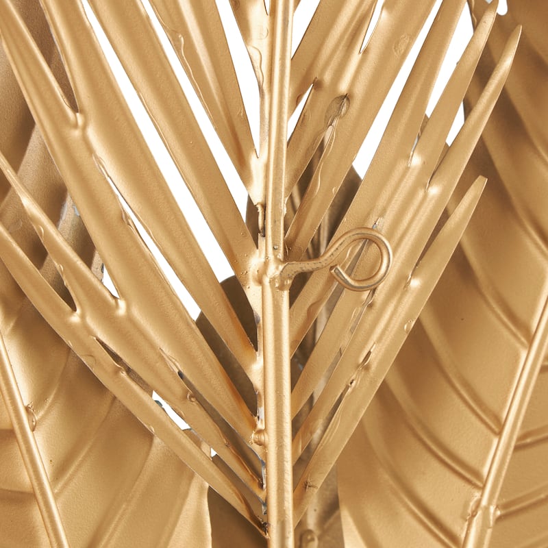 Metal Leaf Bundle Wall Decor with Gold Stems - Blue - Roche River Decor
