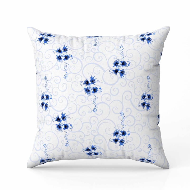 Orchid Artistry Faux Suede Reversible Throw Pillow White and Blue