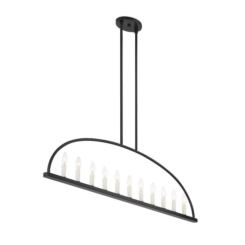 Abbott 11 Light Black Linear Chandelier - 54''W x 13.75''H