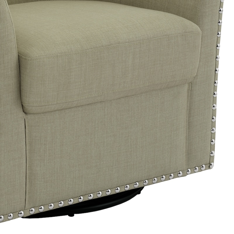 Modern Swivel Barrel Chair with Nailhead Trim