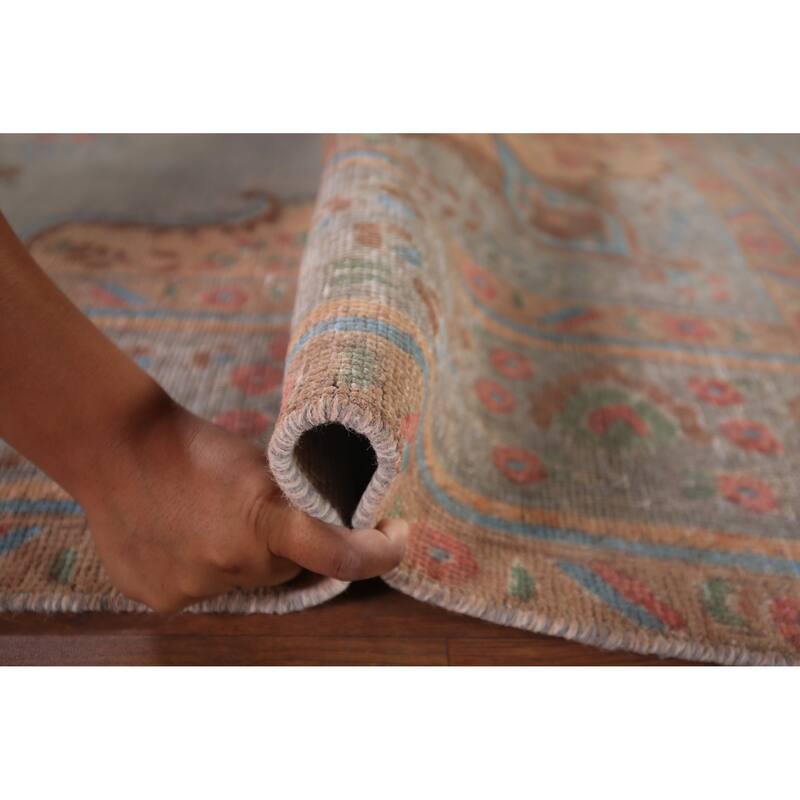 Distressed Tabriz Persian Antique Area Rug Hand-Knotted Wool Carpet - 6'5"x 9'5"