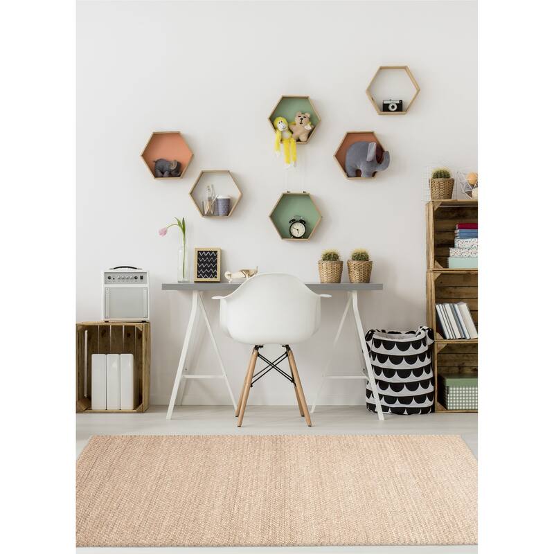 ECARPETGALLERY Braid weave Sienna Tan Wool Rug - 5'4 x 7'2