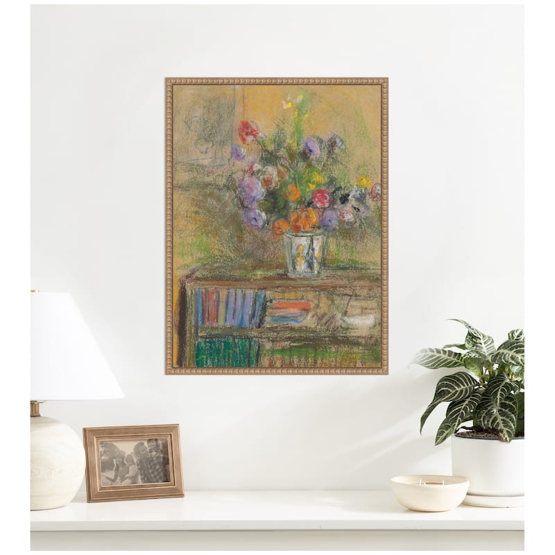 Kate and Laurel Nature morte au vase de fleurs circa 1932 Edouard Vuillard by Nostalgia Prints Framed Canvas Wall Art Print