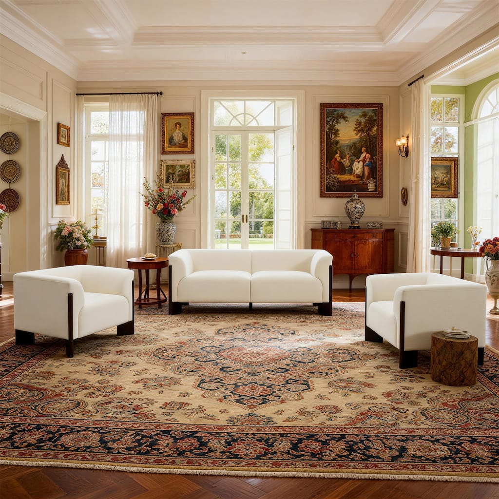 3-Piece Chenille Living Room Set with Loveseat and Accent Chairs