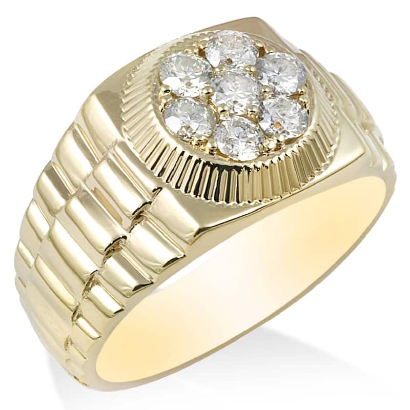 1Ct TDW Men's Diamond Ring Yellow Gold