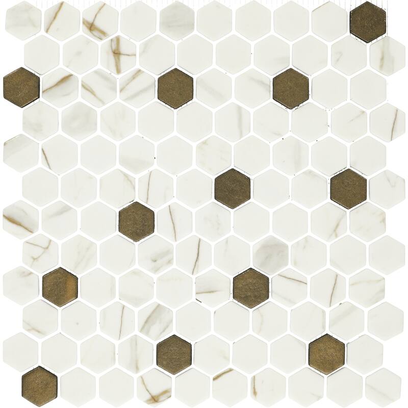 Daltile Uptown Glass 1" Hexagon Mosaic (18 PC Per Carton) (16.92 SQFT Per Carton)