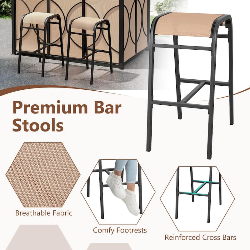 Costway 6.5 x 4 x 8 FT Grill Gazebo Set with 2 Bar Stools, Tempered - See Details