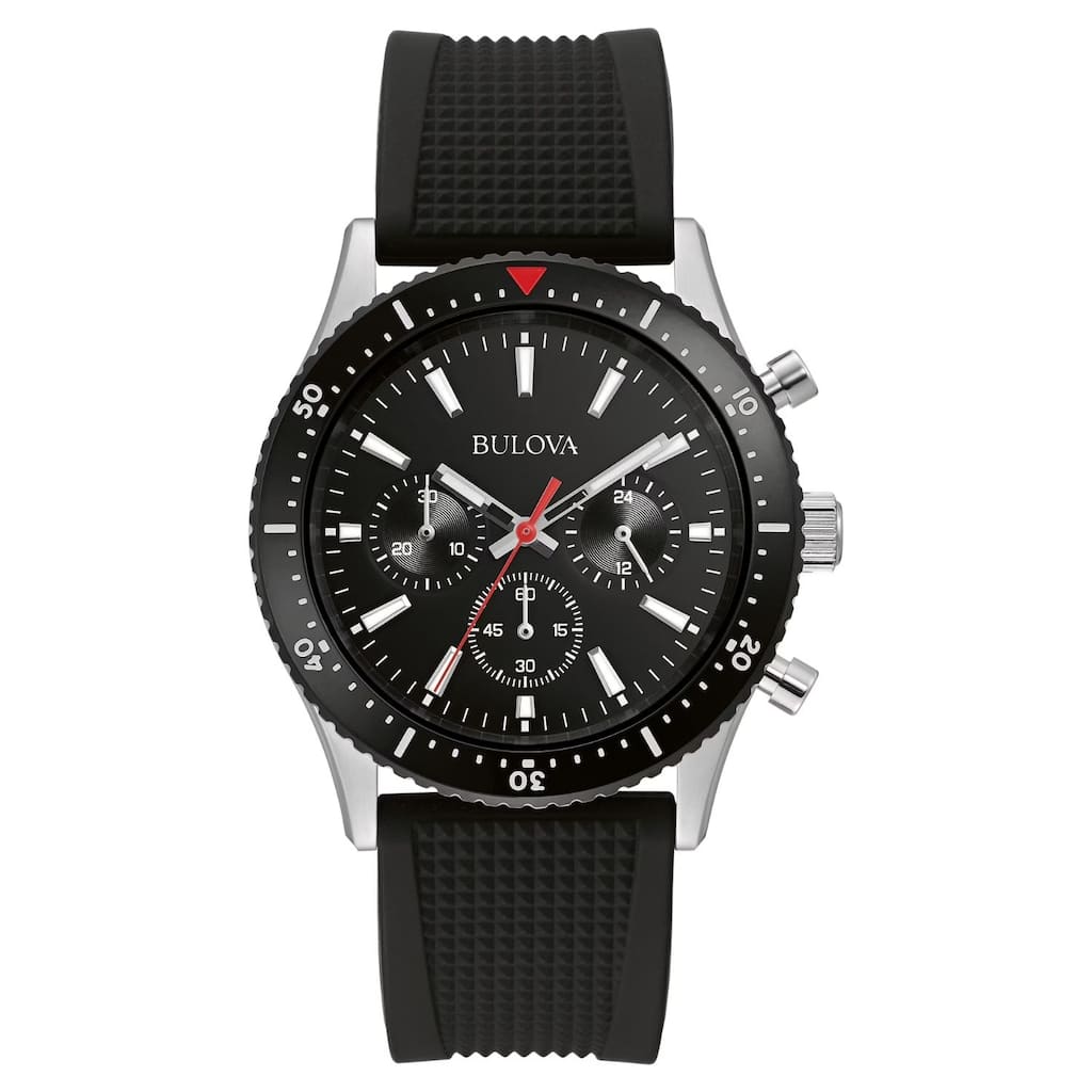 Bulova Men's Chronograph Black Dial Watch - 98A267 - White - 6 (36)
