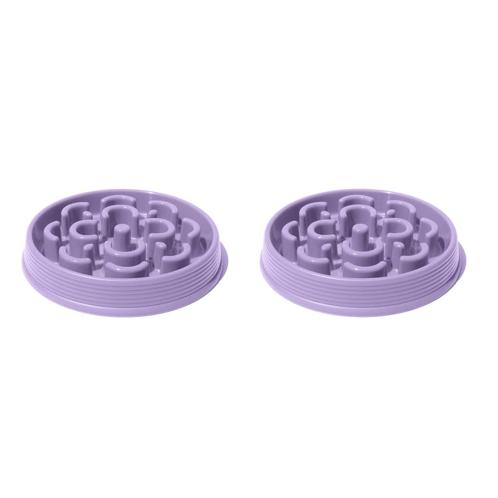 Slow Chow Medallion Feeder Medium, Lilac, (PP), 3 cups, Set of 2 - Purple