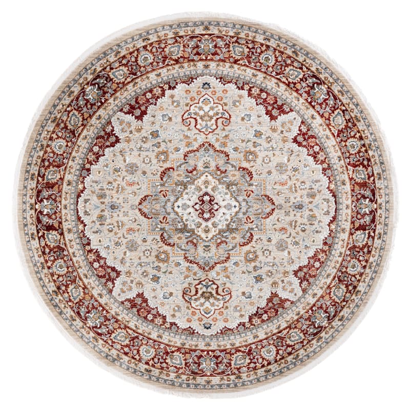 SAFAVIEH Lauren Ralph Lauren Metanet Transitional Rug - 6'7" Round - Beige/Red