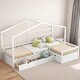 preview thumbnail 1 of 19, Twin Size House Platform Kids Bed Frame with Three Storage Drawers, White White