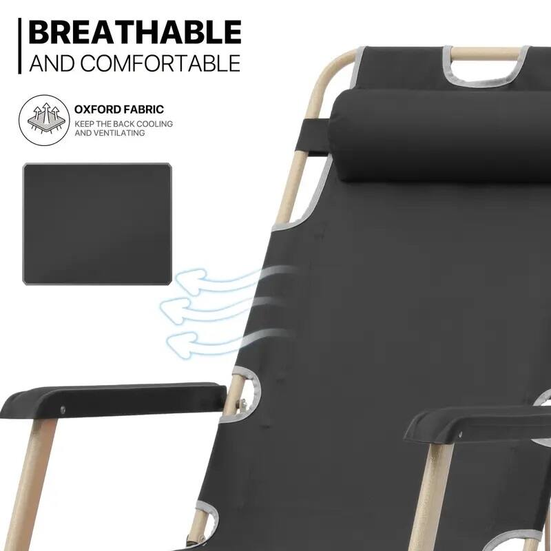 Deck Chair Black, No installation required, Easily Fold