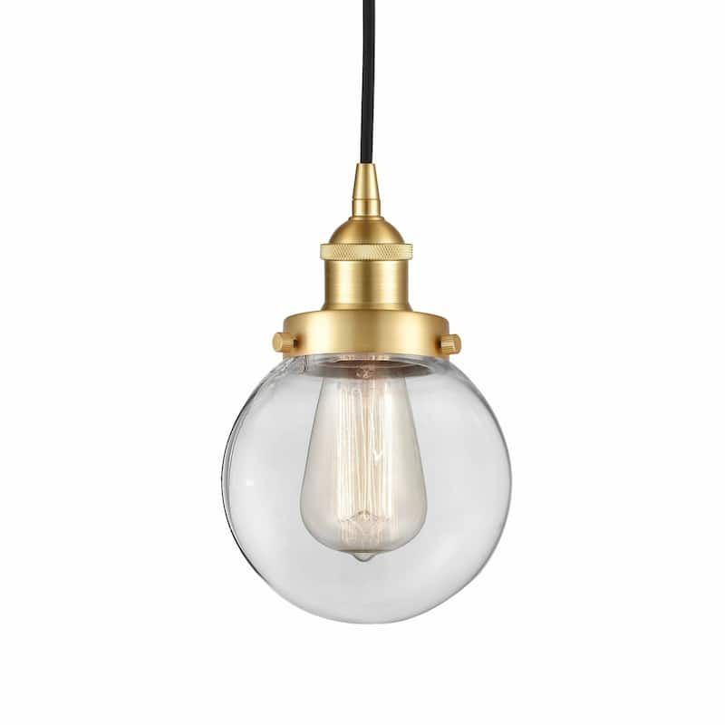 Innovations Lighting 616-1PH-10-6 Beacon Pendant Beacon 6" Wide Mini - Satin Gold / Clear