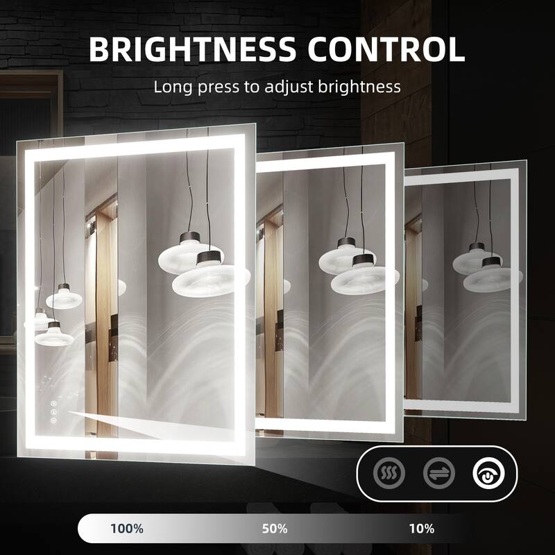 LED Bathroom Mirror with Front and Backlit Lights Anti-Fog