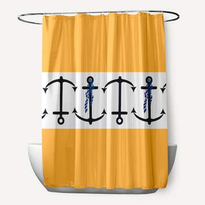71 x 74-inch Anchor Stripedd Print Shower Curtain