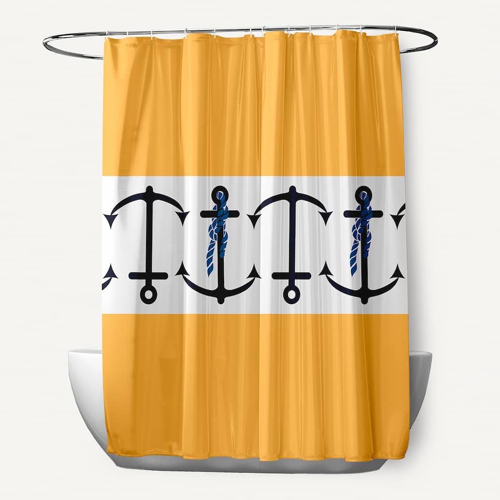 71 x 74-inch Anchor Stripedd Print Shower Curtain