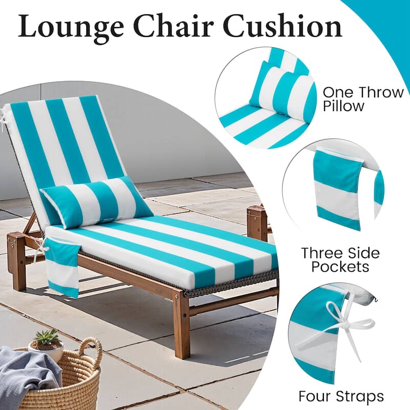 Outdoor Patio Chaise Lounge Chair Seat Cushions with Pillow