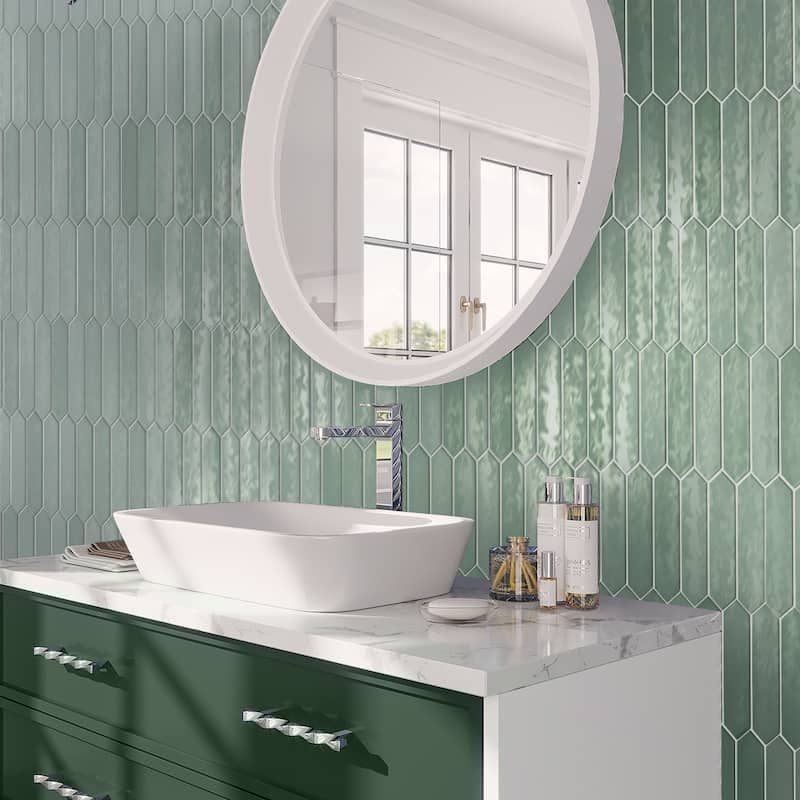 Apollo tile 2" x 10" Festa Glossy Pistachio Green Ceramic Tile (2.37 sq ft/case) - 23 Pack