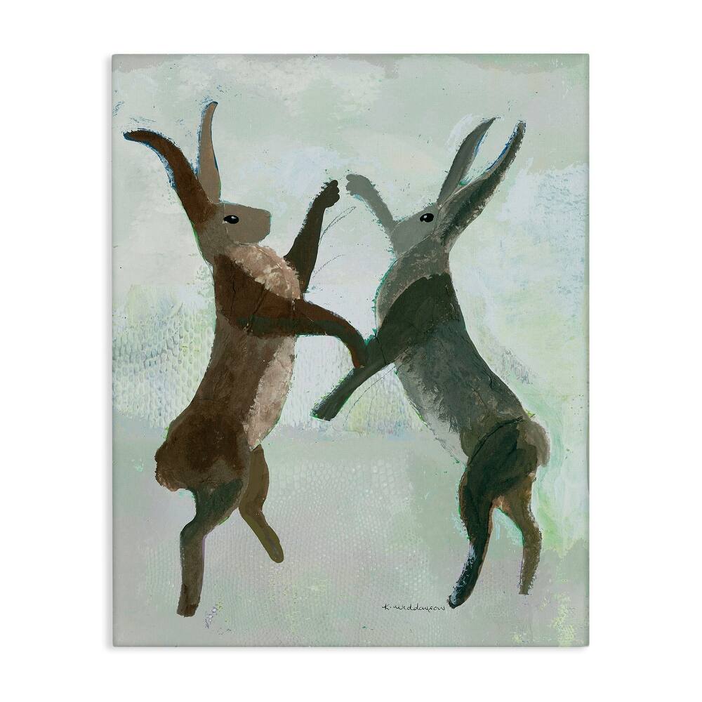 Stupell Boxing Hares in Neutral Tones Canvas Wall Art Design By Kay Widdowson