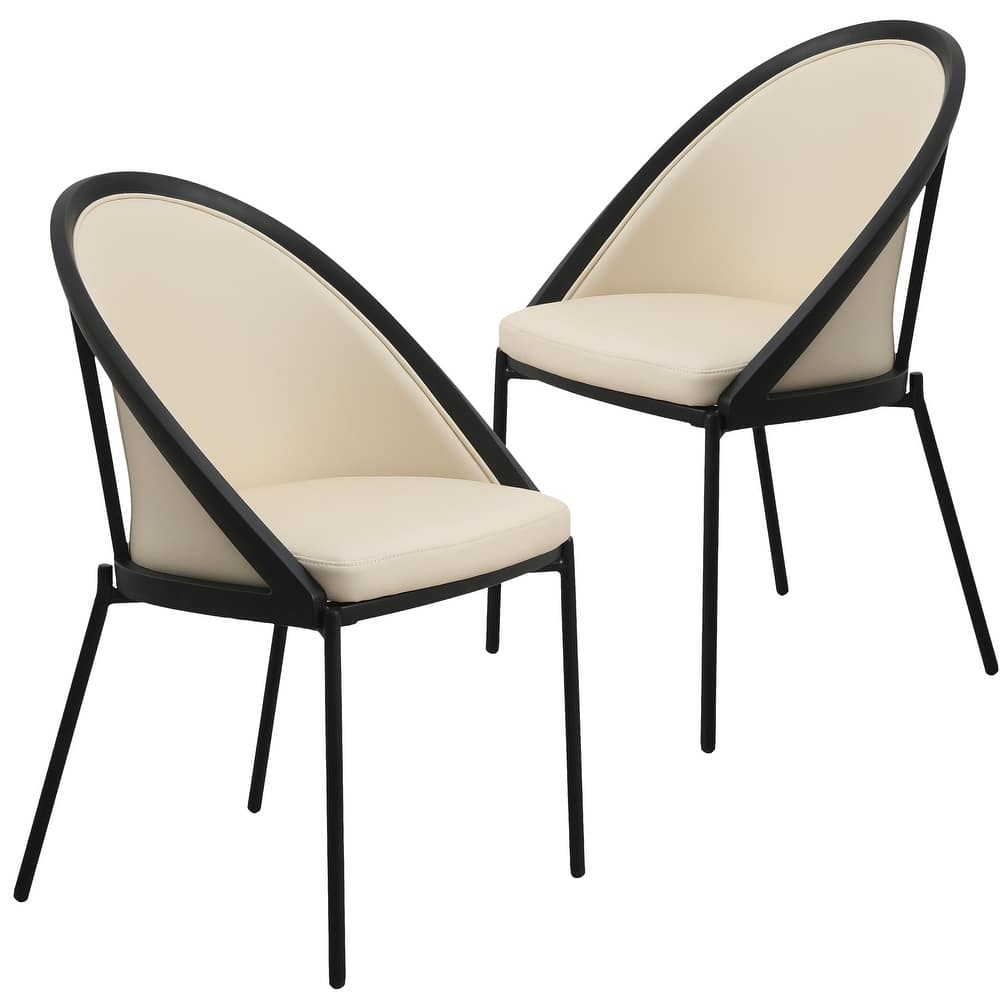 Urbane Dining Chair in Vinyl Fabric with Curved Back and Stainless Steel Legs Set of 2