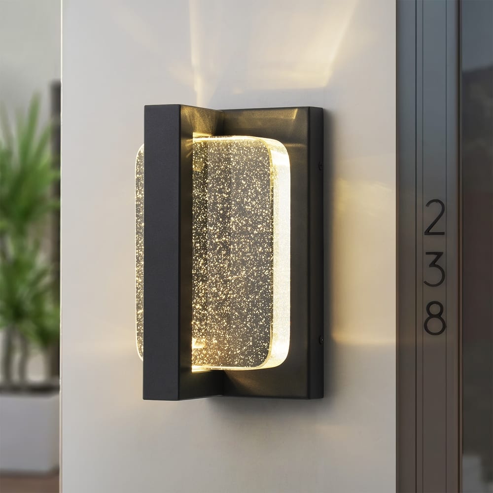 1-Light Crystal Outdoor Integrated LED Bulbble Glass Wall Sconce