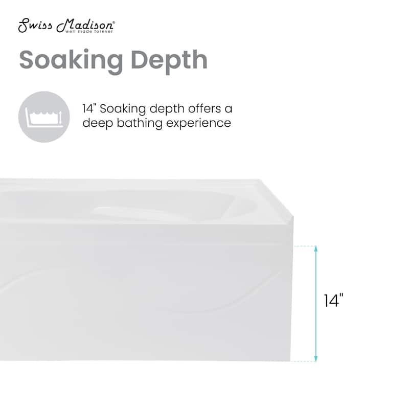 Swiss Madison SM-AB520 Ivy 54" Three Wall Alcove Acrylic Soaking Tub