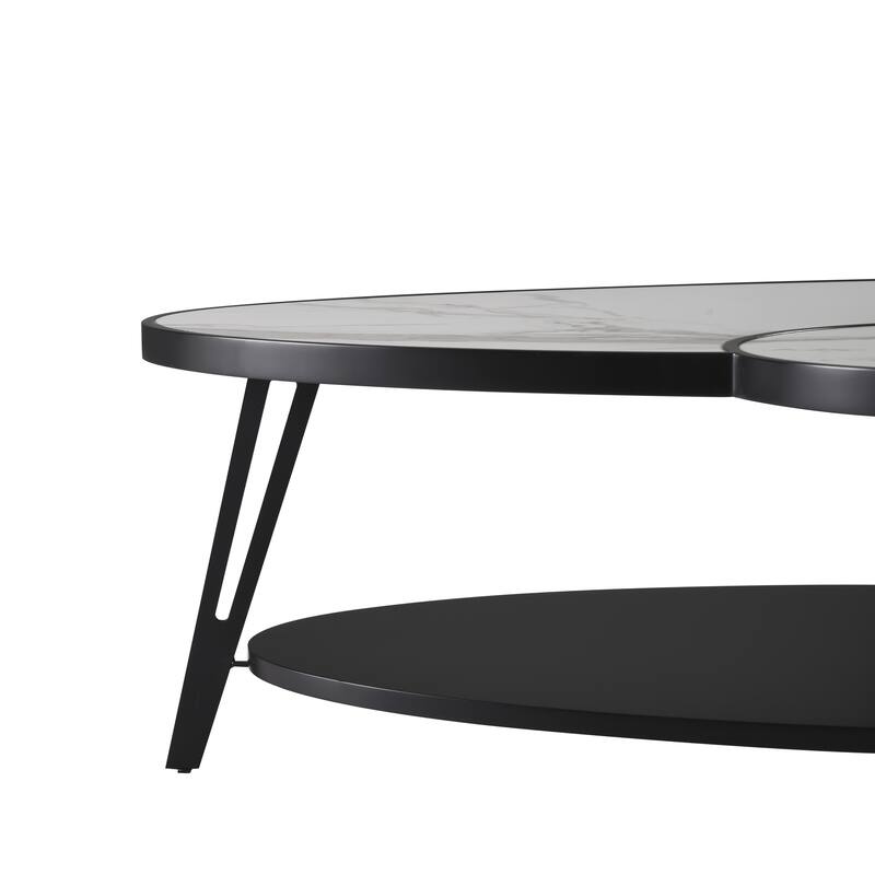 Banks Contemporary Modern 53 in. Oval White Coffee Table with Sintered Stone Top