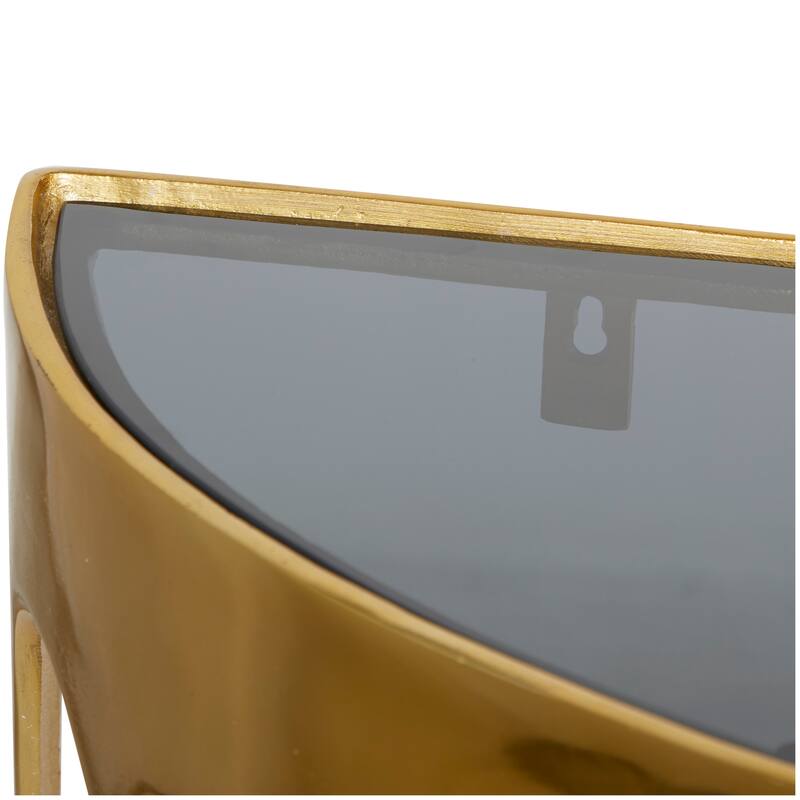 Aluminum Metal Abstract Drip Accent Table with Melting Design and Shaded Glass Top - Roche River Decor