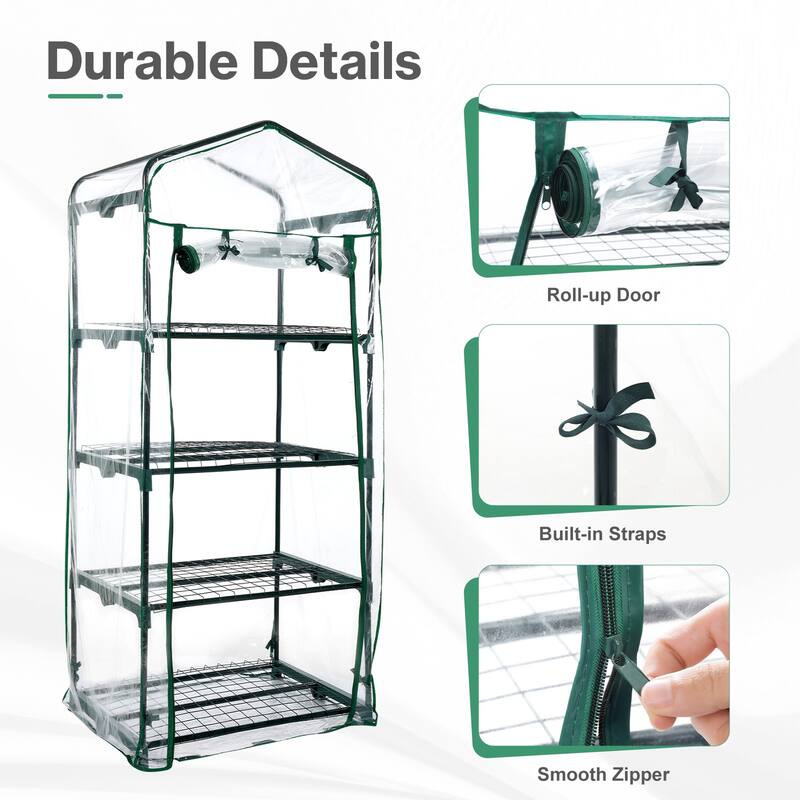 Aoodor 4 Tier Mini Greenhouse, 27x19x63 Inch