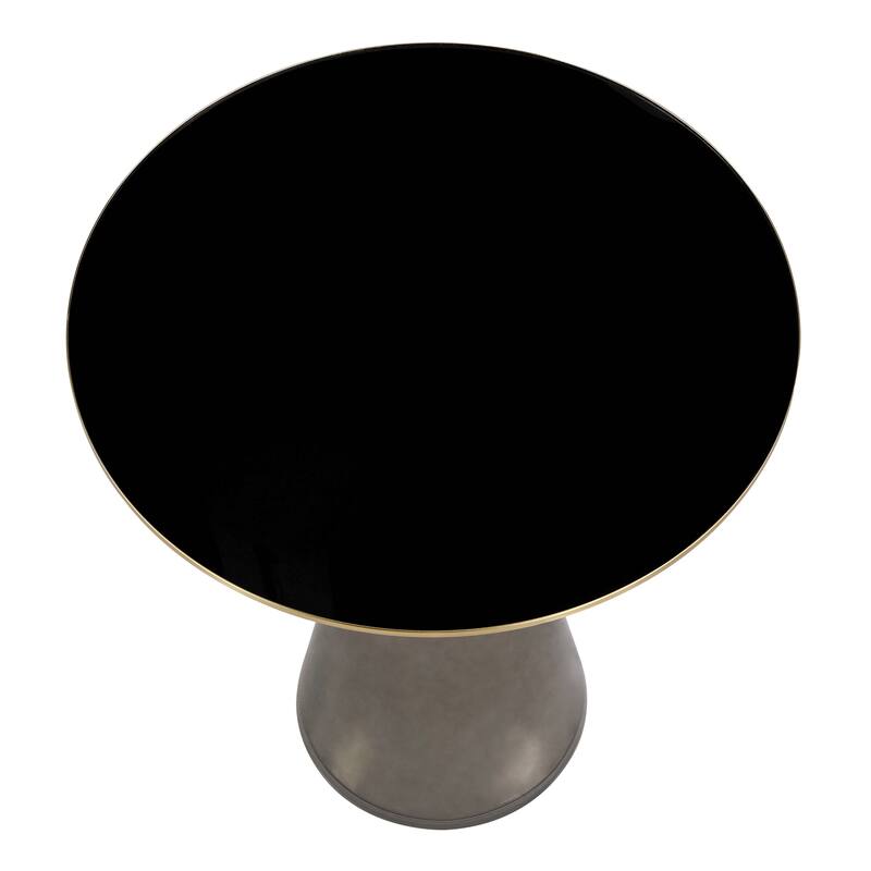 19-Inch Side Table Round Glass Tabletop End Table with Gold Iron Rim and Glass Base