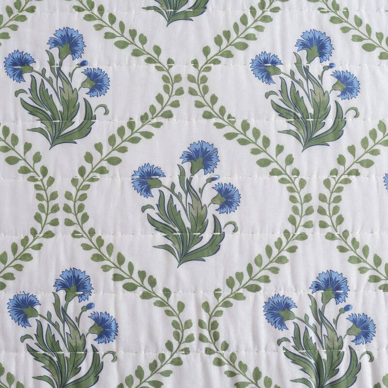 Martha Stewart Chloe Green Cotton Reversible Quilt Set