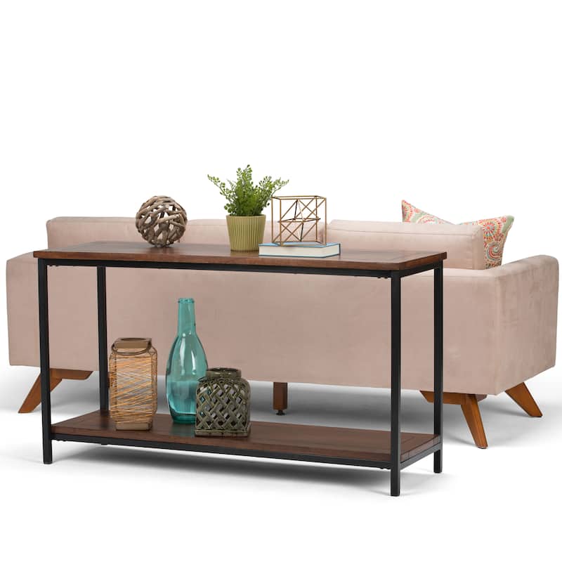 WYNDENHALL Rhonda SOLID MANGO WOOD and Metal 54 inch Wide Industrial Console Sofa Table - 54 W x 18 D x 30 H