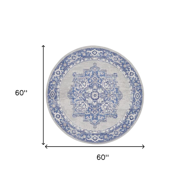 Gojel Power Loomed Geometric Floral Traditional Stain Resistant Area Rug By HomeRoots - 60' X '60' X '0.39