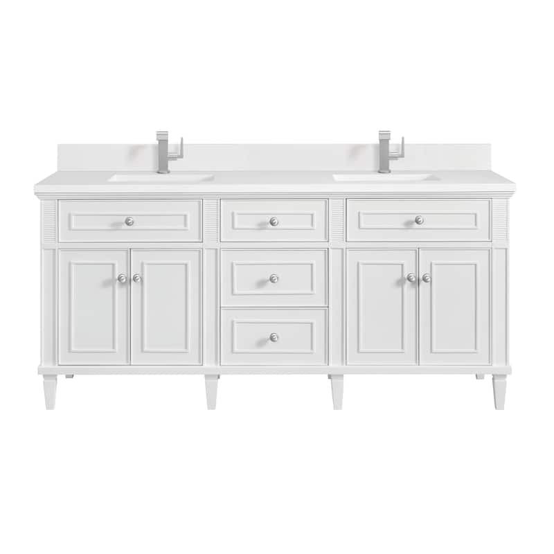 James Martin Vanities 424-V72-1WZ Lorelai 72" Double Basin Wood Vanity - Bright White - Painted