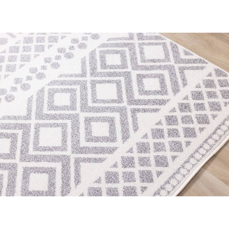 Covington Collection - White Grey Modern Indoor Area Rug, 5'3" x 7'7"