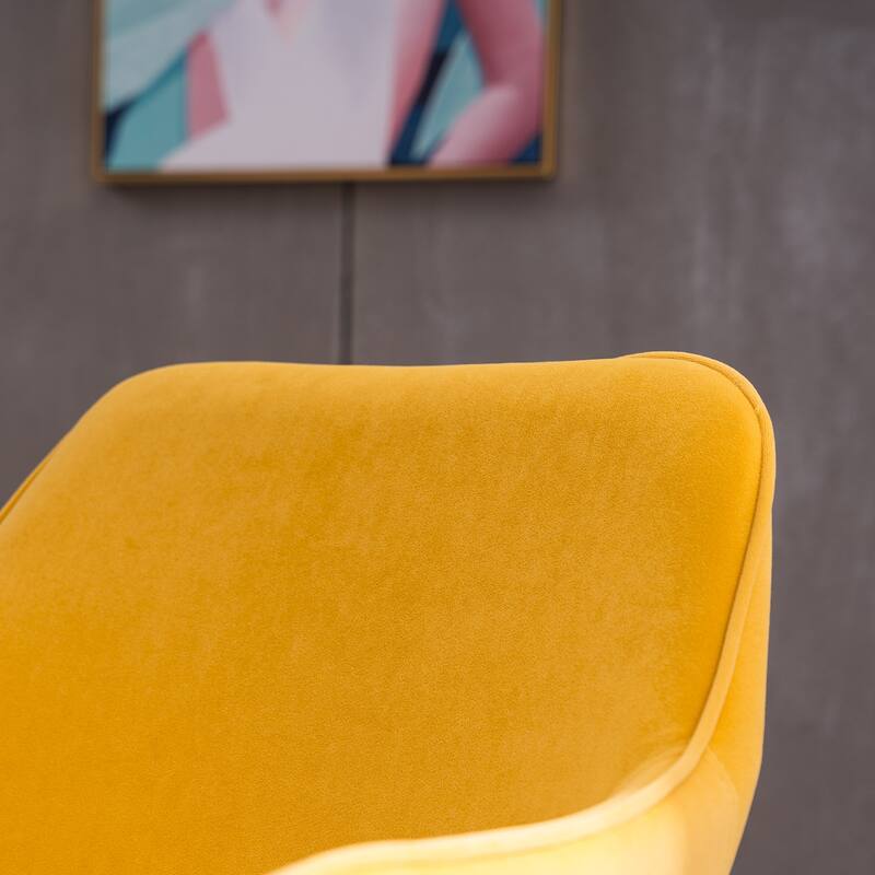 Modern Upholstered Home Office Chair with Adjustable Height & Gold Metal Legs, 360° Swivel