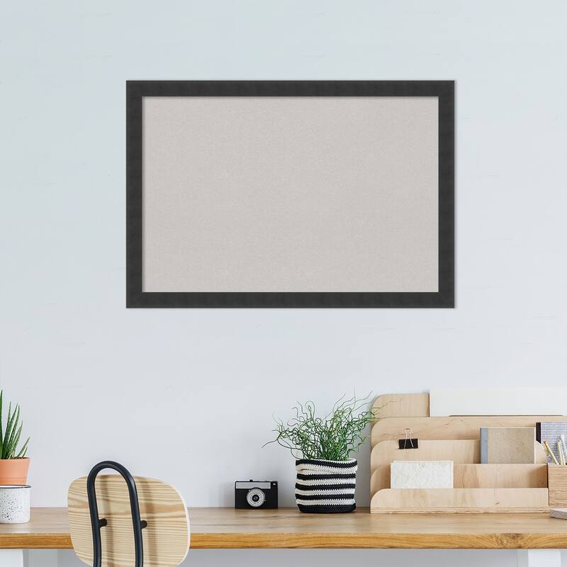 Mezzanotte Black Wood Framed Grey Corkboard Bulletin Board