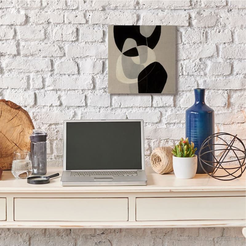 Stupell Neutral Toned Shapes Abstract Layers Brown Black Canvas Wall Art