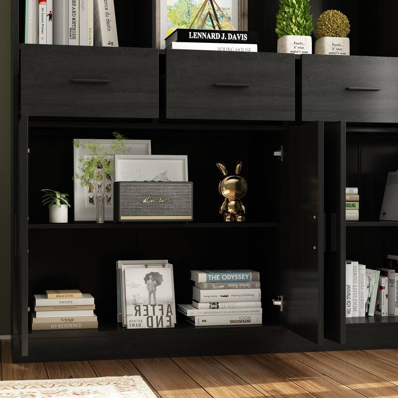 Wood Large Bookshelf Furniture for Bedroom Home Office Living Room - 78.7"H x 63"W