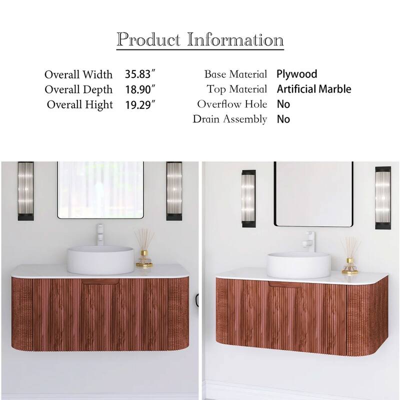 Wall-Mounted Bathroom Vanity with White Round Ceramic Sink