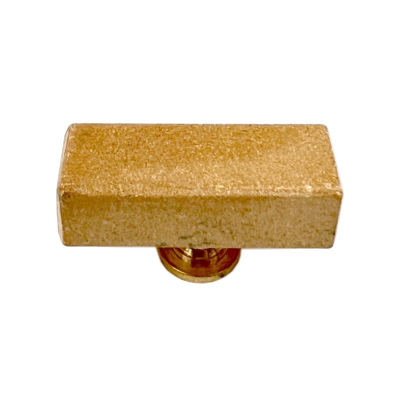 HomeRoots Set of Six Brown Rectangle Knob Stone Drawer Pull Knobs - 5.10 in. x 5.10 in. x 2.60 in.