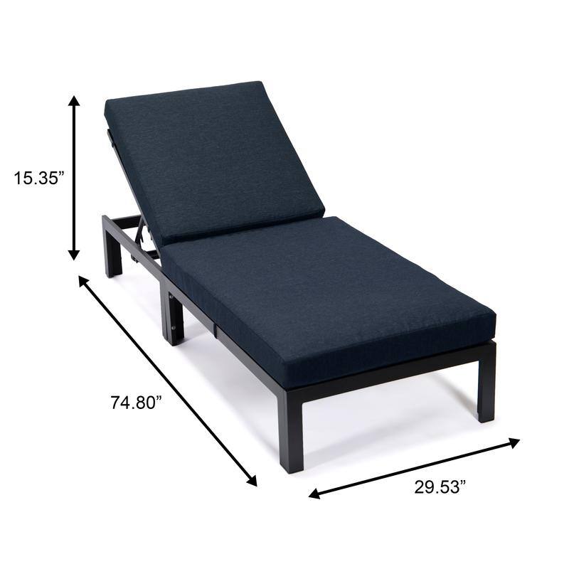 Chelsea Heavy-Duty Aluminum Outdoor Chaise Lounge with Machine-Washable Fade-Resistant Cushions, Lay-Flat Design