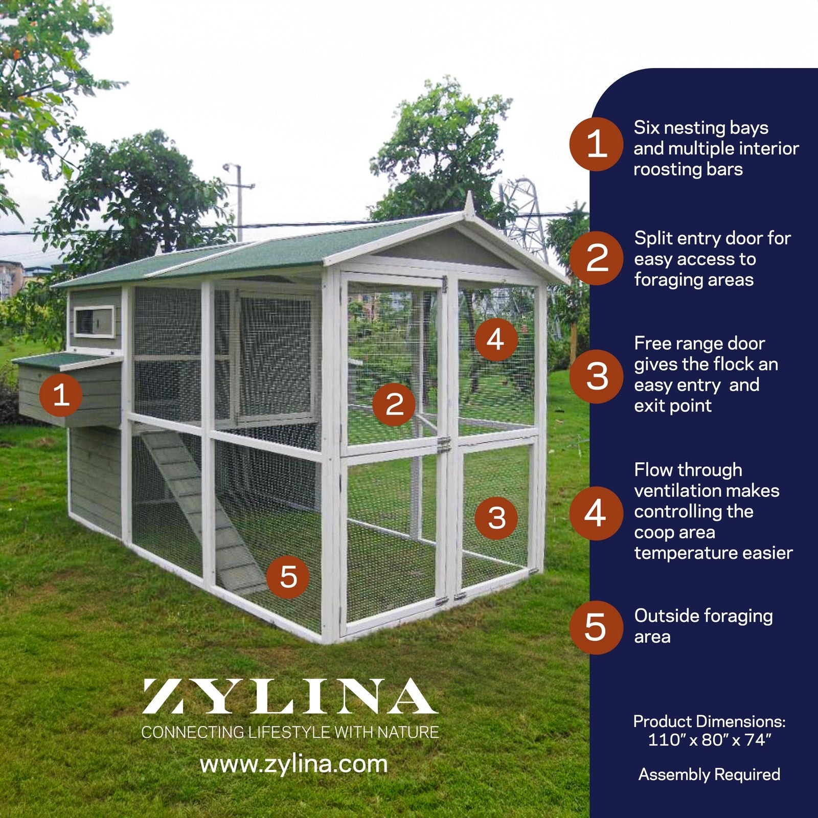Zylina Big Green Chicken Coop - Overstock - 39221761