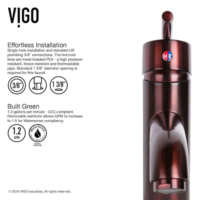 VIGO Seville 13" H Single Handle Single Hole Bathroom Vessel Faucet