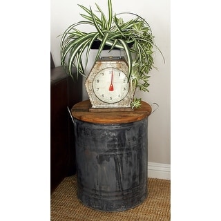 Gray Metal Farmhouse Accent Table with Brown Wood Top - 16 x 16 x 20