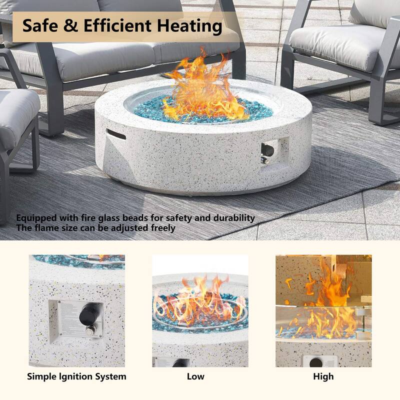 Propane Outdoor Fire Pit With Tank Table, Wind Glass