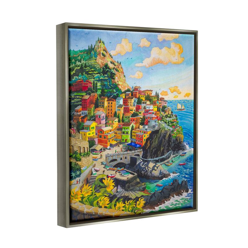 Stupell Cinque Terre View Framed Floater Canvas Wall Art Design by Robin Altman